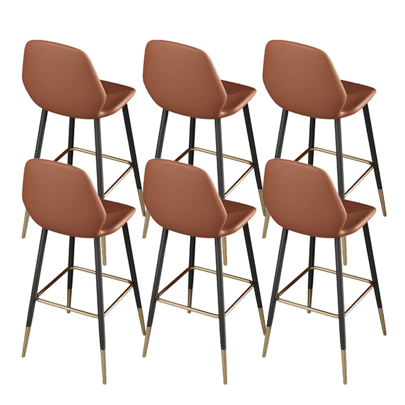 Contemporary Armless Counter Height Stools with Footrest in Orange