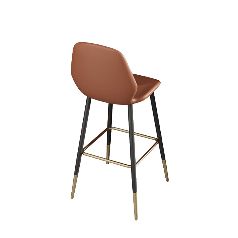 Contemporary Armless Counter Height Stools with Footrest in Orange