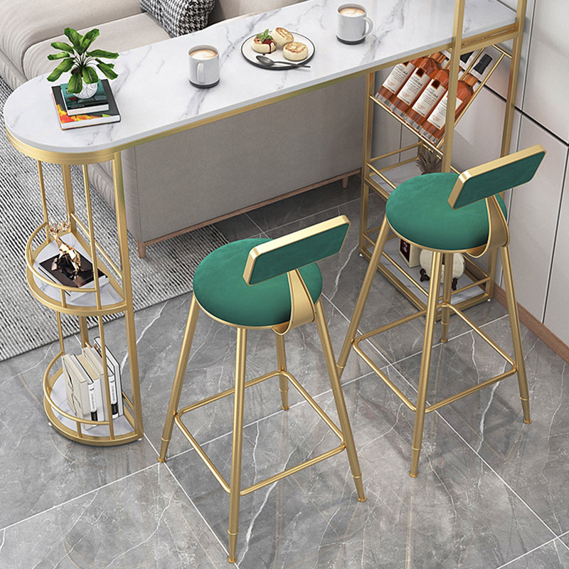 Contemporary Low Back Upholstered and Metal Counter-height Stool with Footrest