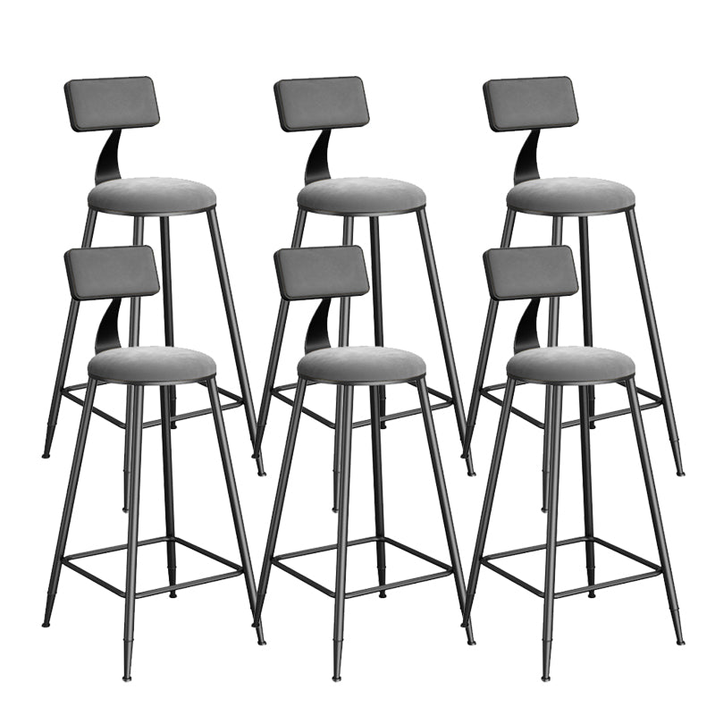 Contemporary Low Back Upholstered and Metal Counter-height Stool with Footrest