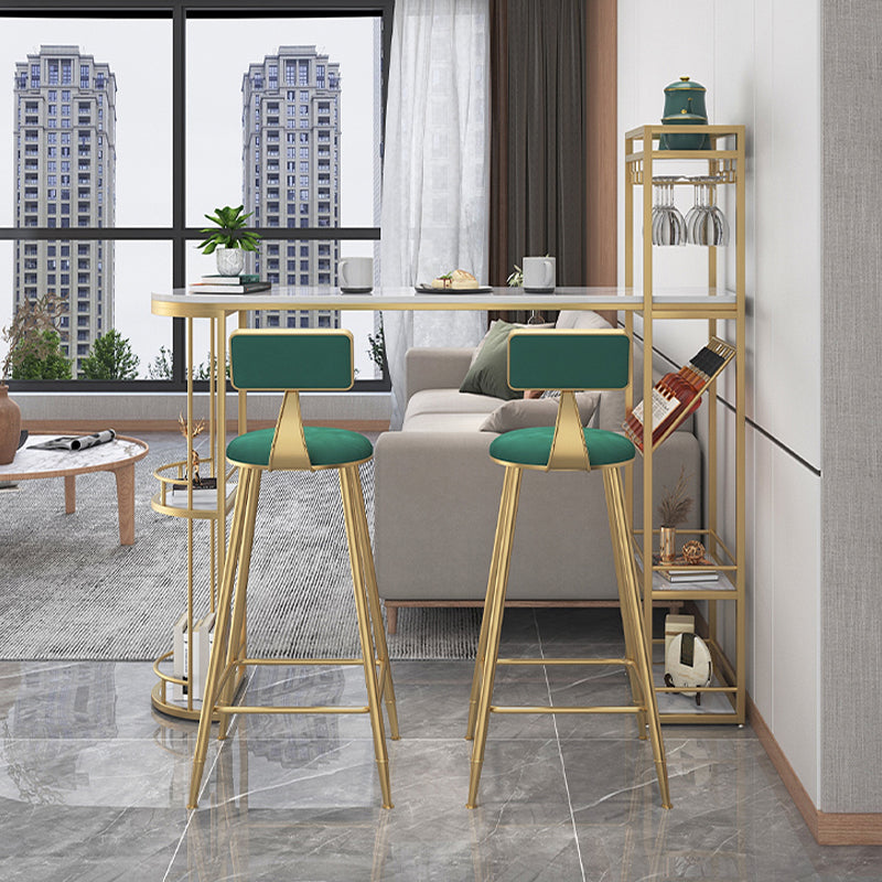 Contemporary Low Back Upholstered and Metal Counter-height Stool with Footrest