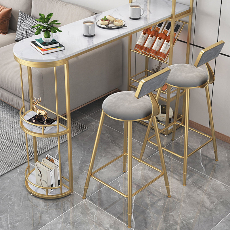 Contemporary Low Back Upholstered and Metal Counter-height Stool with Footrest
