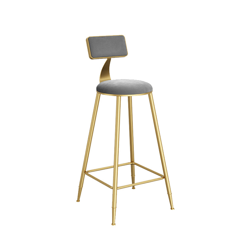Contemporary Low Back Upholstered and Metal Counter-height Stool with Footrest