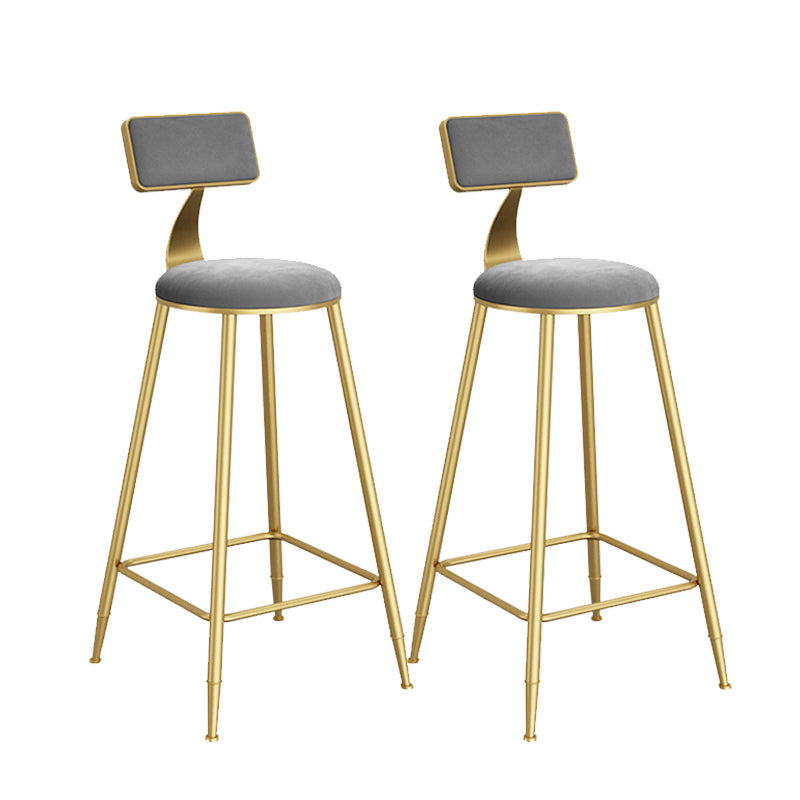 Contemporary Low Back Upholstered and Metal Counter-height Stool with Footrest