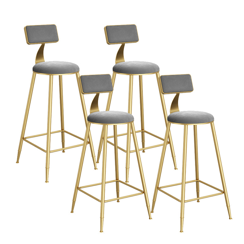 Contemporary Low Back Upholstered and Metal Counter-height Stool with Footrest