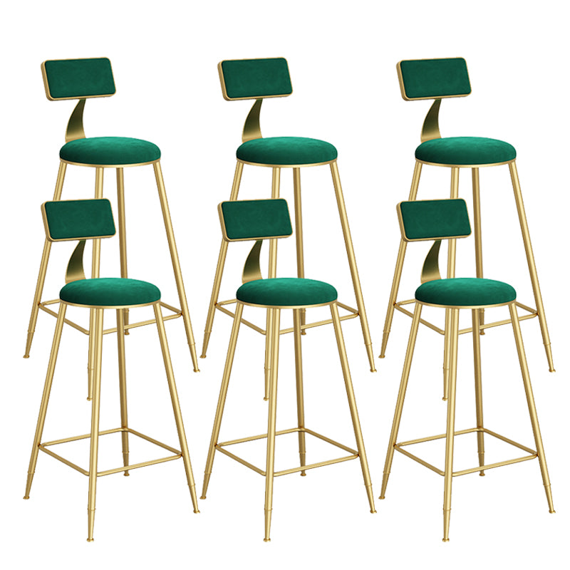 Contemporary Low Back Upholstered and Metal Counter-height Stool with Footrest