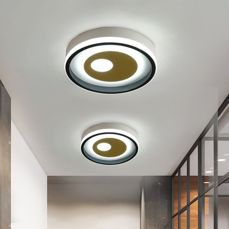 LED Hallway Flush Lighting Modernist Black and White Flush Ceiling Lamp with Round/Square Acrylic Shade