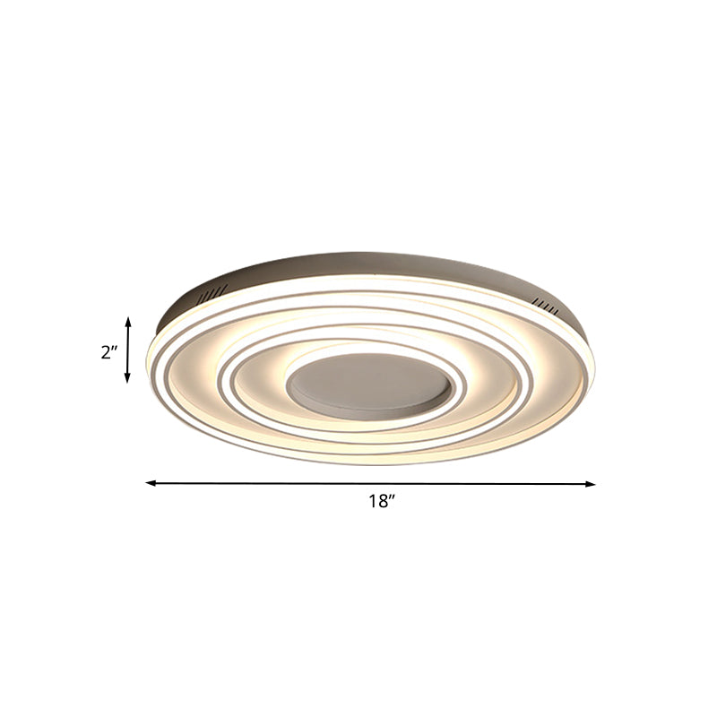 2-Loop Acrylic Ceiling Mounted Light Simple 18"/23" Width LED White Flush Lamp for Bedroom