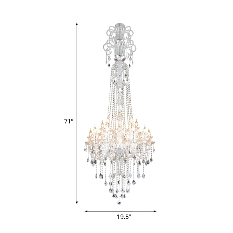 Opulent Clear Crystal Candle Chandelier Baroque 10-Light Dining Hall Ceiling Pendant Light