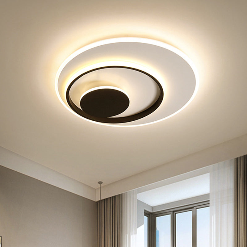 Acrylic Circle Ceiling Flush Minimalist White and Black LED Flush Mount Lighting in White/Warm Light, 16"/19.5" Wide