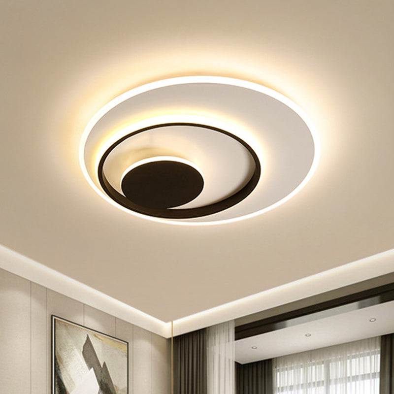 Acrylic Circle Ceiling Flush Minimalist White and Black LED Flush Mount Lighting in White/Warm Light, 16"/19.5" Wide