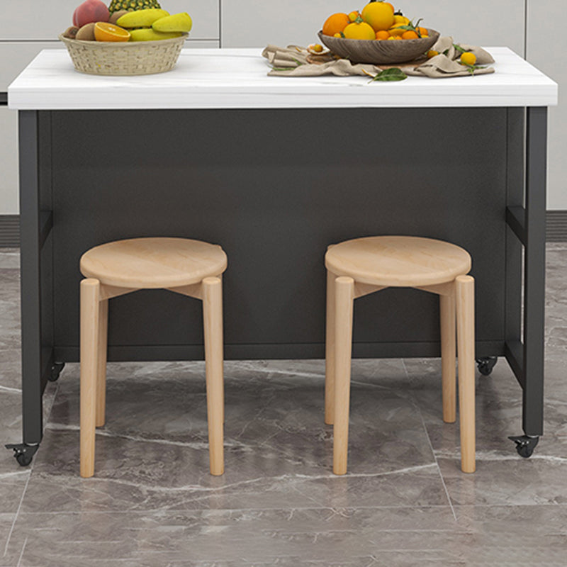 White Faux Marble Top Kitchen Trolley with Wheels for Dining Room