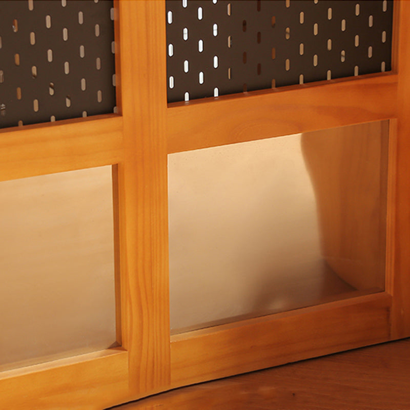 Modern Kitchen Island Table with Drawers and Glass Storage Cabinet