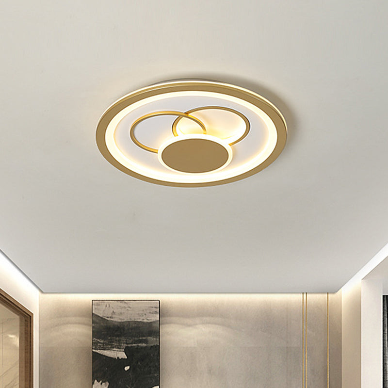 16"/19.5" Dia Acrylic Round Flush Mount Fixture Modernist LED Flushmount in Gold, Warm/White Light