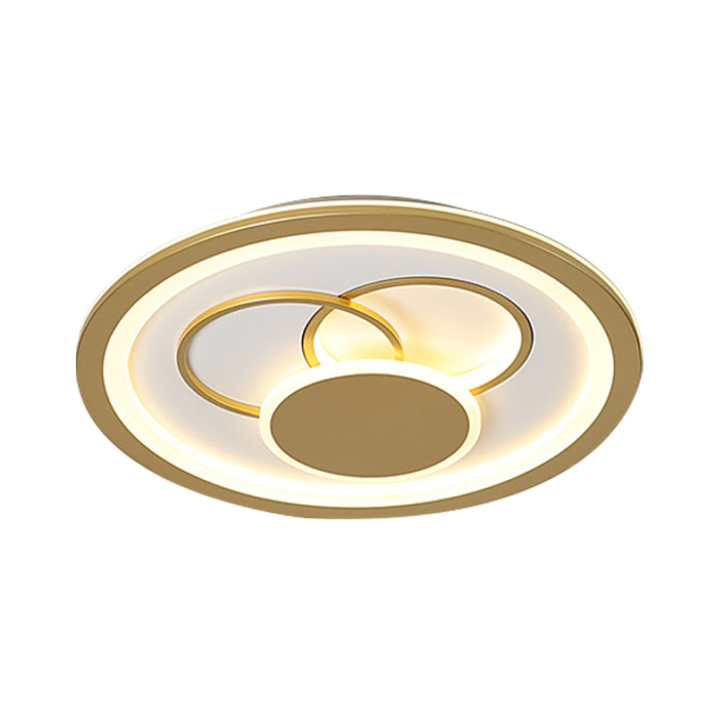 16"/19.5" Dia Acrylic Round Flush Mount Fixture Modernist LED Flushmount in Gold, Warm/White Light