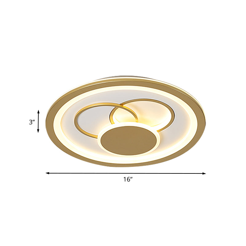 16"/19.5" Dia Acrylic Round Flush Mount Fixture Modernist LED Flushmount in Gold, Warm/White Light