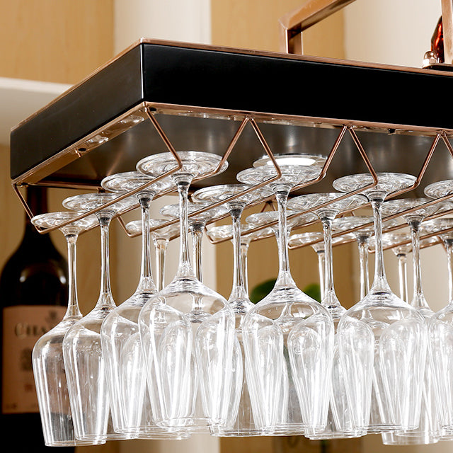 Modern Style Metal Hanging Wine Rack Kit in Black -59" x 13.8" x 4.3"