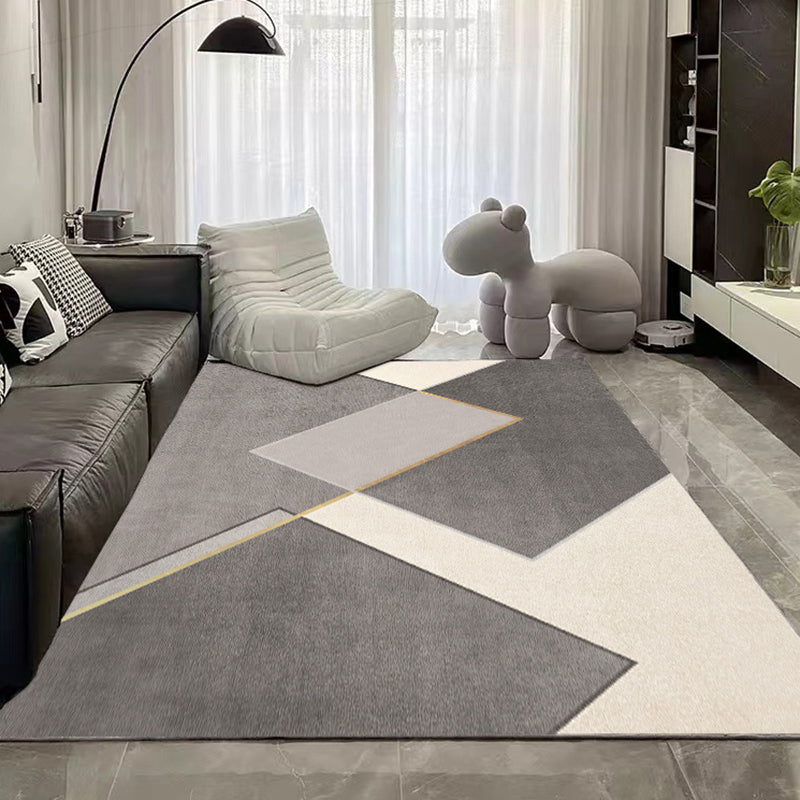 Contemporary Polyster Banded Pattern Bedroom Rectangle Stain Resistant Area Carpet