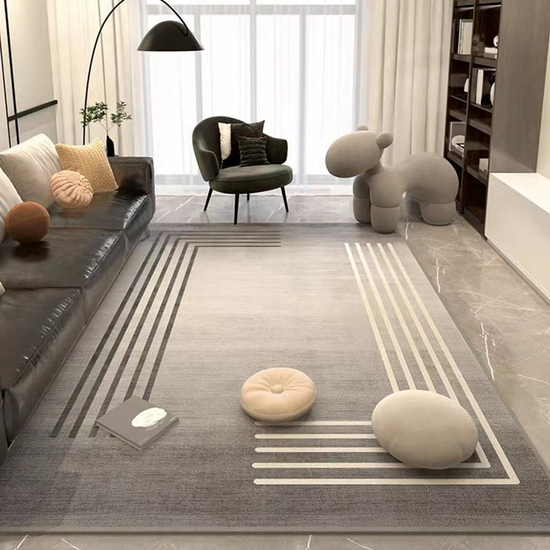 Contemporary Polyster Banded Pattern Bedroom Rectangle Stain Resistant Area Carpet