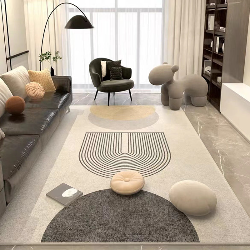 Contemporary Polyster Banded Pattern Bedroom Rectangle Stain Resistant Area Carpet