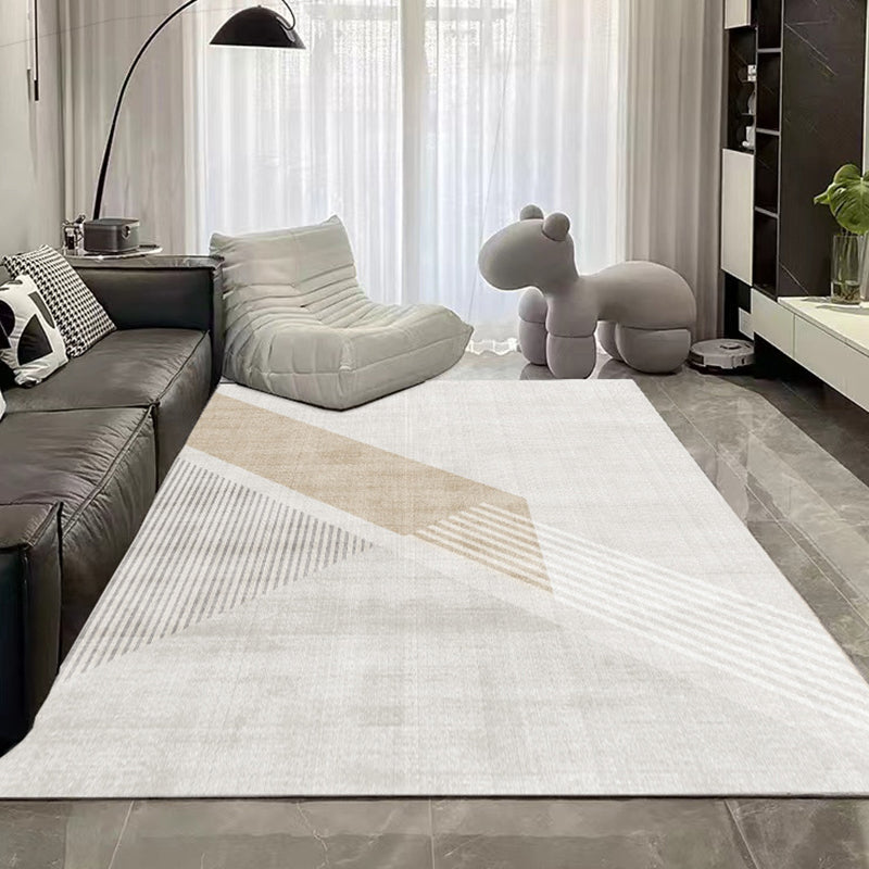 Contemporary Polyster Banded Pattern Bedroom Rectangle Stain Resistant Area Carpet