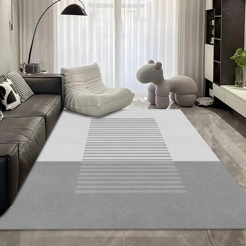 Contemporary Polyster Banded Pattern Bedroom Rectangle Stain Resistant Area Carpet