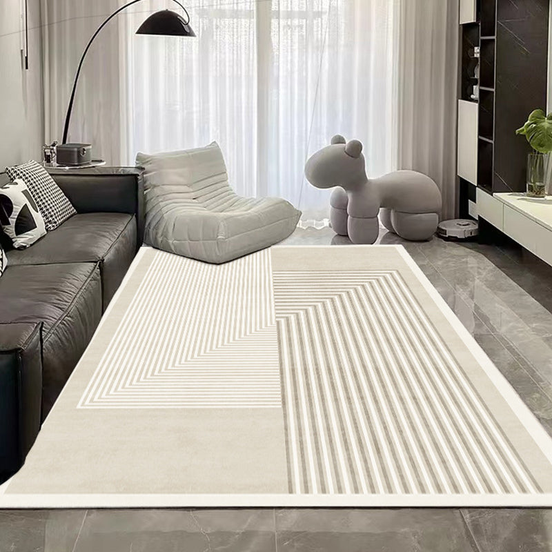 Contemporary Polyster Banded Pattern Bedroom Rectangle Stain Resistant Area Carpet
