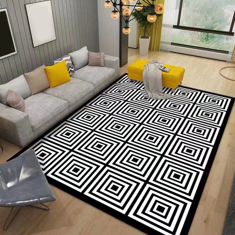 Polyster Contemporary Geometric Print Indoor Rug Non-Slip Backing Rectangle