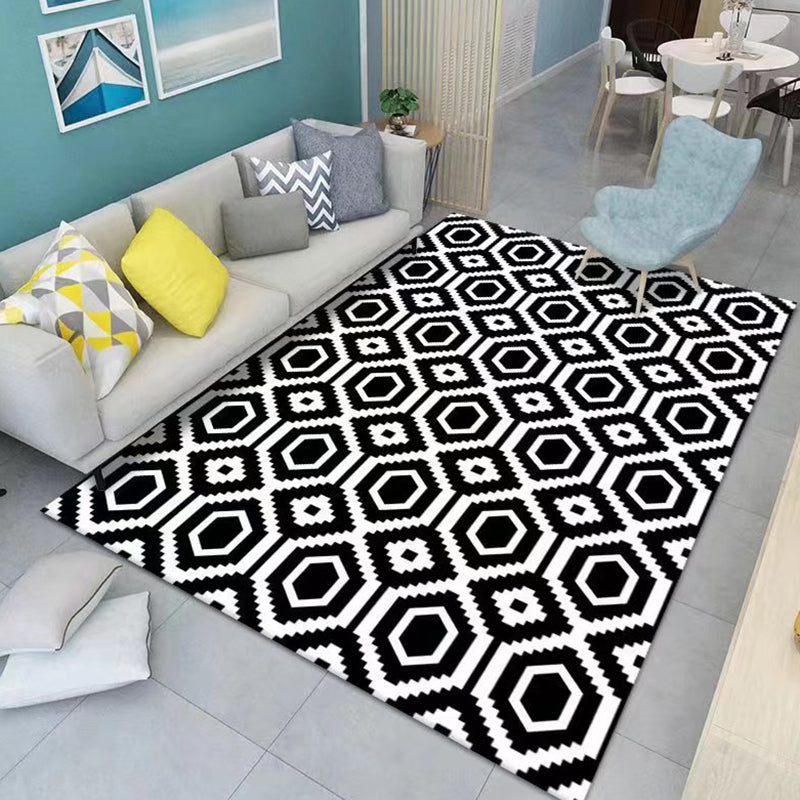 Polyster Contemporary Geometric Print Indoor Rug Non-Slip Backing Rectangle