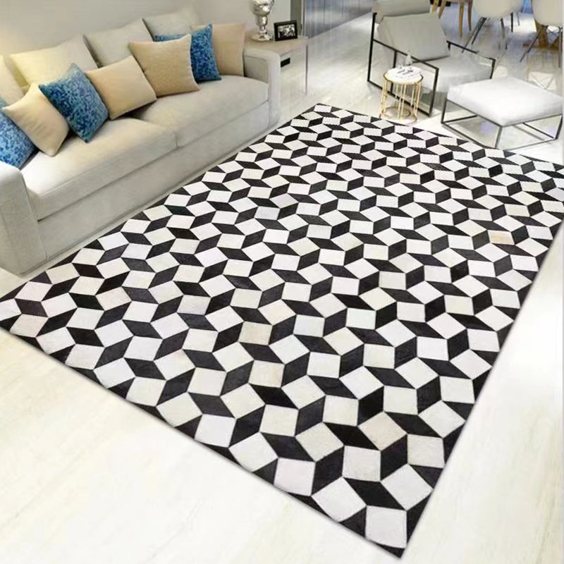 Polyster Contemporary Geometric Print Indoor Rug Non-Slip Backing Rectangle