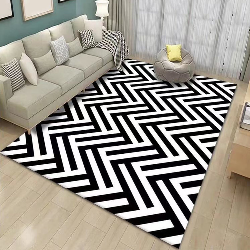 Polyster Contemporary Geometric Print Indoor Rug Non-Slip Backing Rectangle