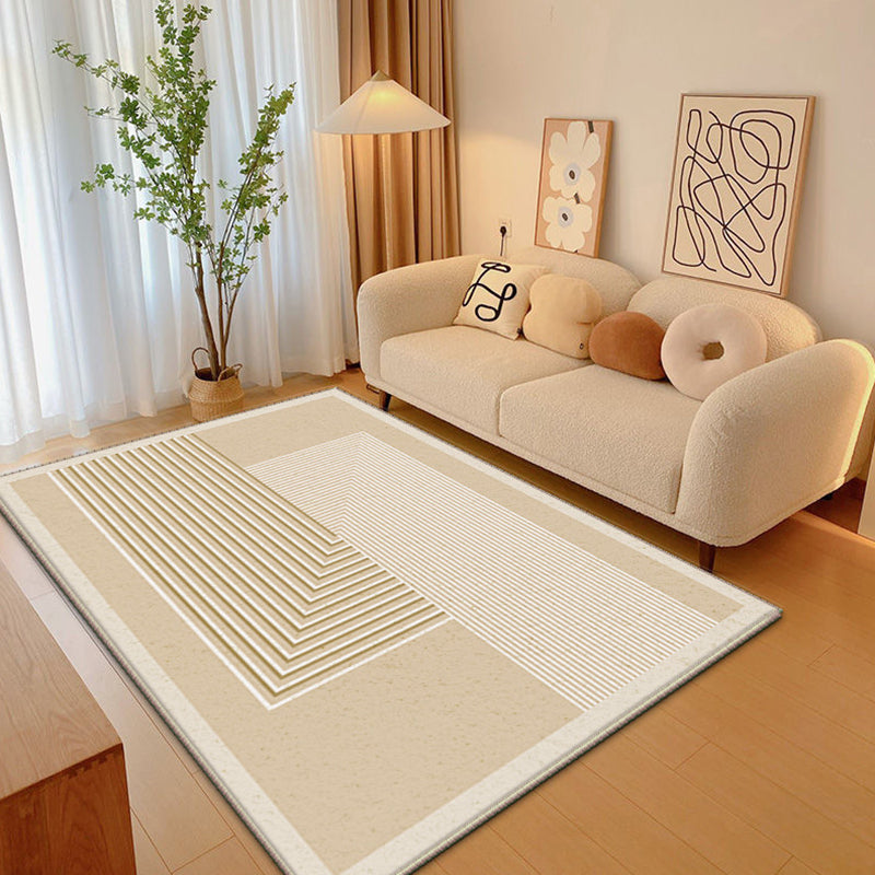 Rectangle Bedroom Striped Pattern Polyster Non-Slip Backing Contemporary Carpet