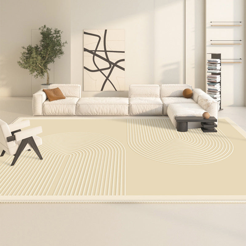 Polyster Rectangle Area Rug Living Room Banded Pattern Non-Slip Backing Modern