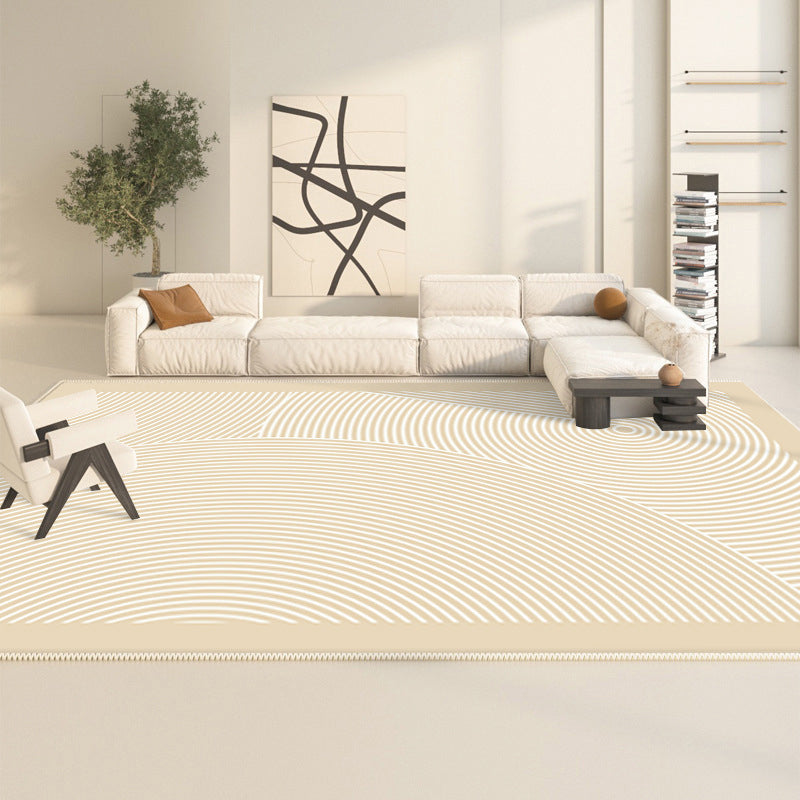 Polyster Rectangle Area Rug Living Room Banded Pattern Non-Slip Backing Modern