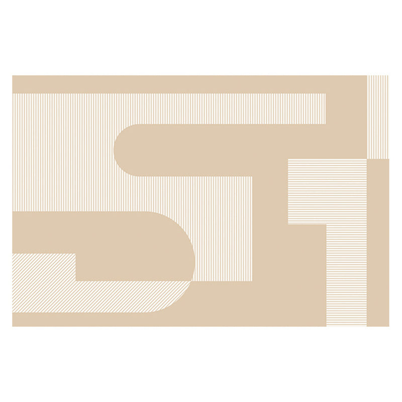 Polyster Rectangle Area Rug Living Room Banded Pattern Non-Slip Backing Modern