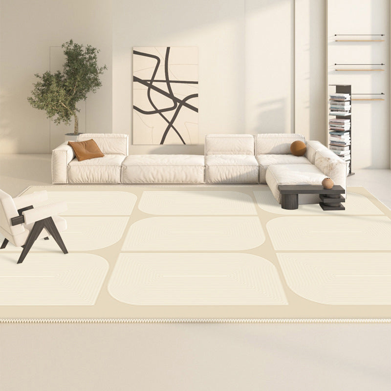 Polyster Rectangle Area Rug Living Room Banded Pattern Non-Slip Backing Modern