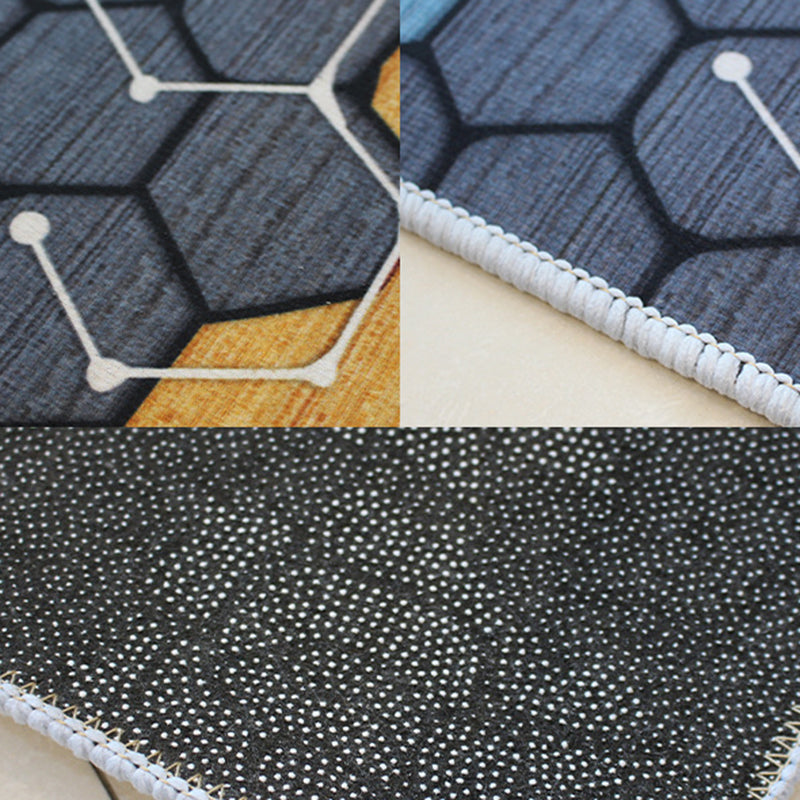 Modern Rectangle Polyster Area Carpet Living Room Non-Slip Backing Geometric Pattern