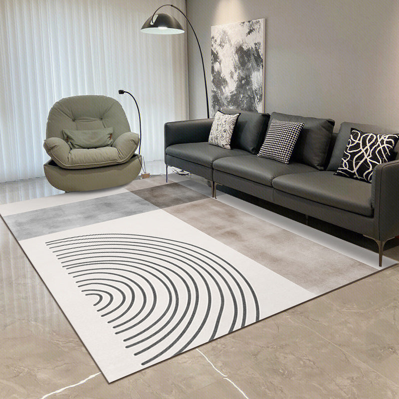 Modern Rectangle Polyster Area Carpet Living Room Non-Slip Backing Geometric Pattern