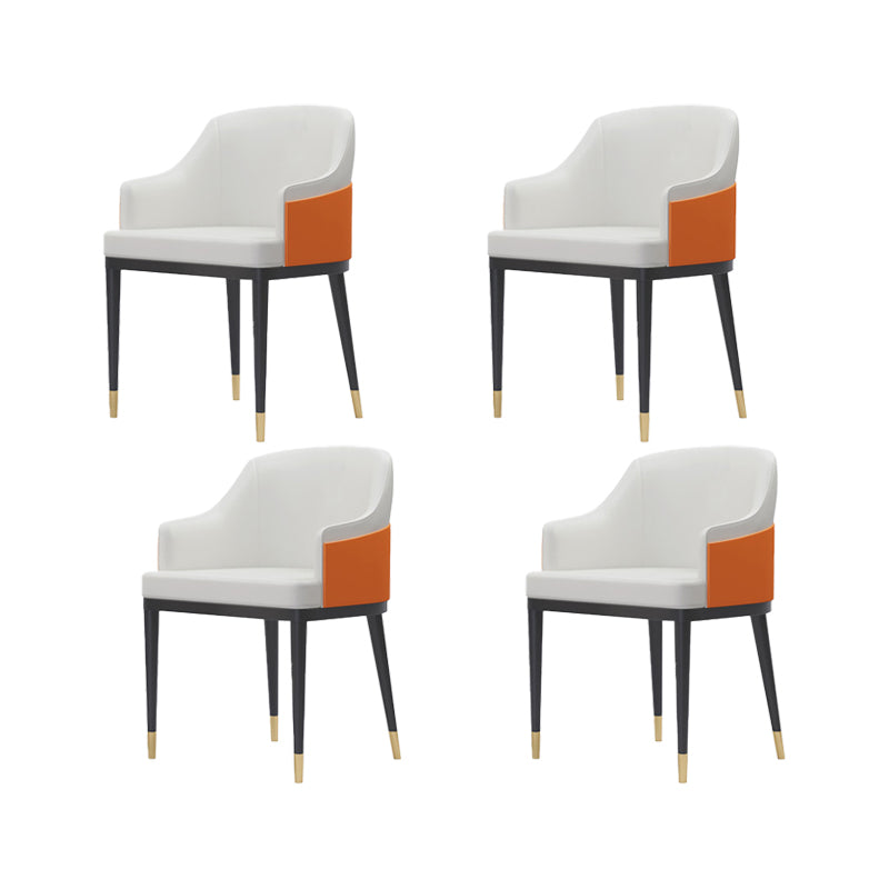 Faux Leather Dining Chairs Glam Style Parsons Arm Chair for Dining Room