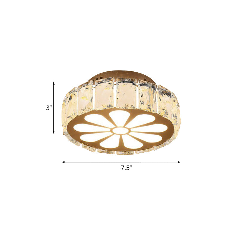 Prismatic Crystal Chrome Ceiling Flush Flower Patterned Circle Modernist LED Flush Mount Light Fixture