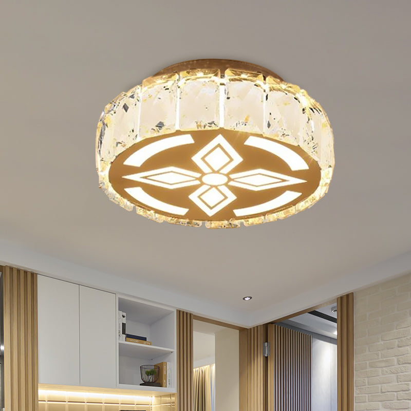 Prismatic Crystal Chrome Ceiling Flush Flower Patterned Circle Modernist LED Flush Mount Light Fixture