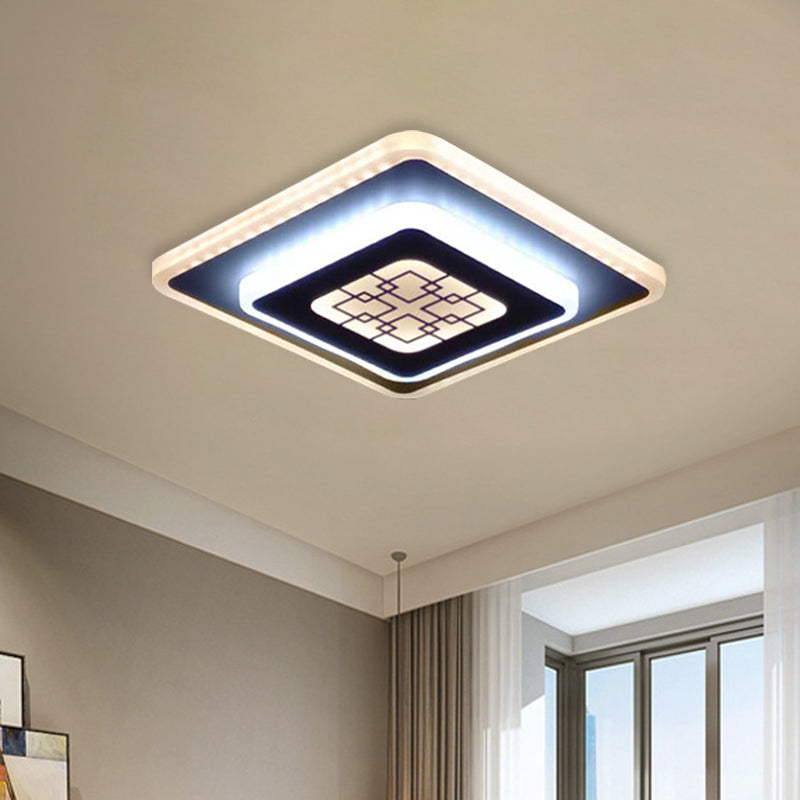 Rhombus Korridor Deckenmontierte Licht Acryl LED modernistisch Flush Lampe in Weiß und Schwarz mit Rastermuster