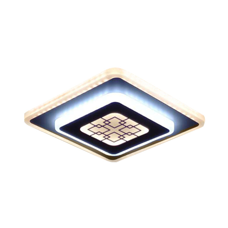 Rhombus Korridor Deckenmontierte Licht Acryl LED modernistisch Flush Lampe in Weiß und Schwarz mit Rastermuster