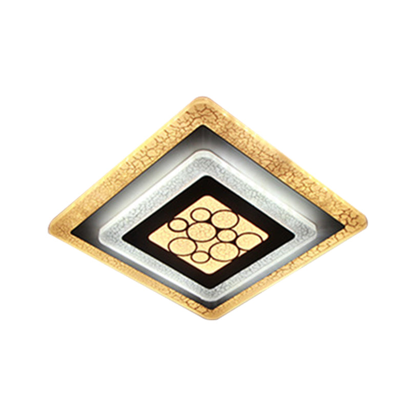 White-Black Rhombus Flushmount Light Modern LED Acrylic Ceiling Flush with Crackle Design