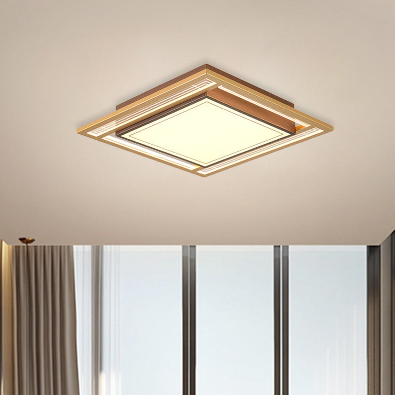 Brown Square/Rectangle Flush Mount Modernist LED Metallic Flush Ceiling Light Fixture, 21"/39" Length