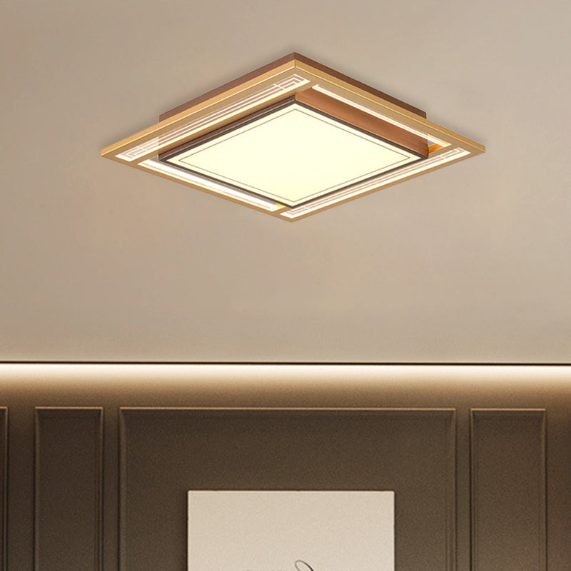 Brown Square/Rectangle Flush Mount Modernist LED Metallic Flush Ceiling Light Fixture, 21"/39" Length