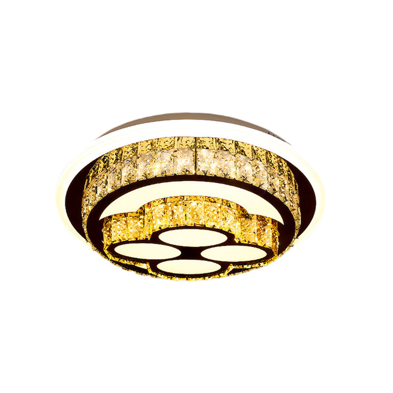 LED Flush Mount Ceiling Light Modern Loving Heart/Flower/Mushroom 2-Tier Crystal Inlaid Flushmount Lighting in Chrome