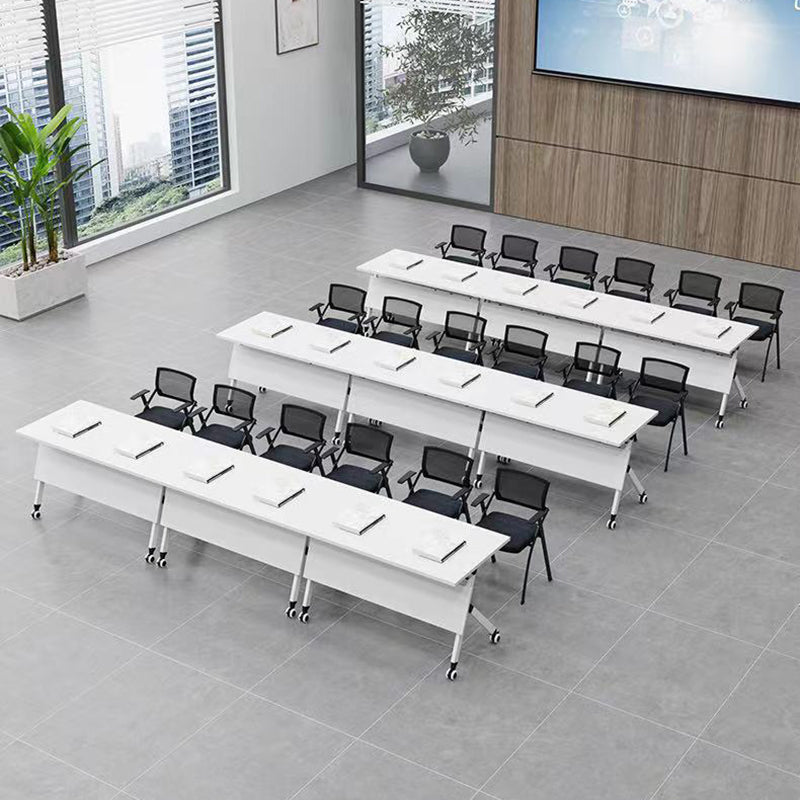 Rectangular Shaped Folding Writing Desk Wood with Metal Legs in White