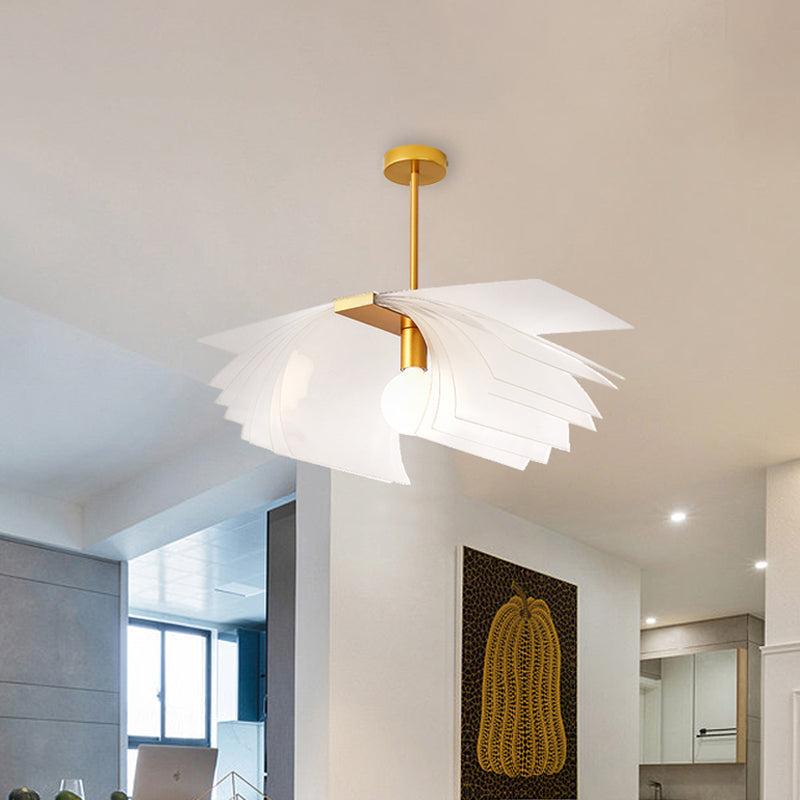 Modernist Paper Shape Semi Flush Acrylic Dining Room LED Flush Mount Ceiling Light in Gold