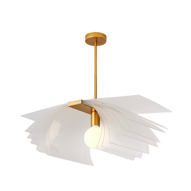 Modernist Paper Shape Semi Flush Acrylic Dining Room LED Flush Mount Ceiling Light in Gold
